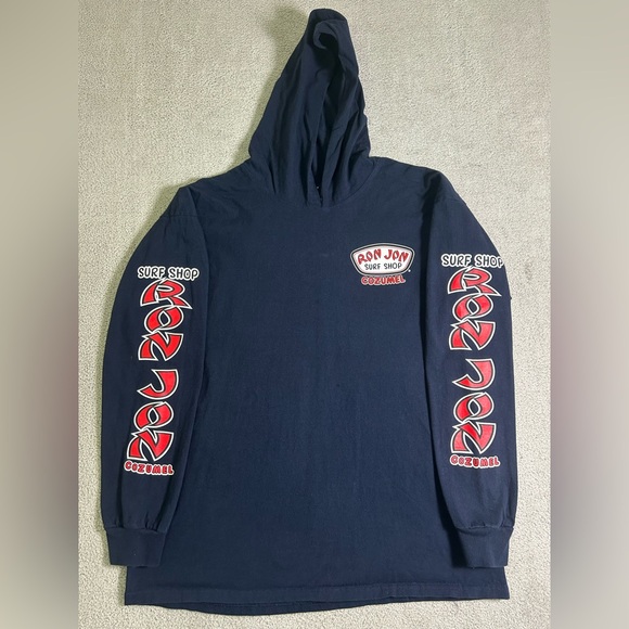 Vintage Ron Jon Surf Shop Hoodie Sweatshirt Men’s L Cozumel Mexico Navy Blue - Picture 1 of 10